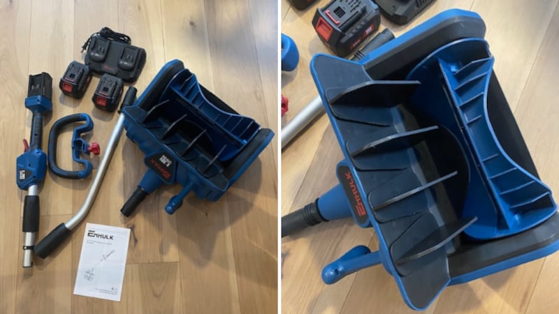 Split image of the Enhulk Electric Snow Shovel pieces