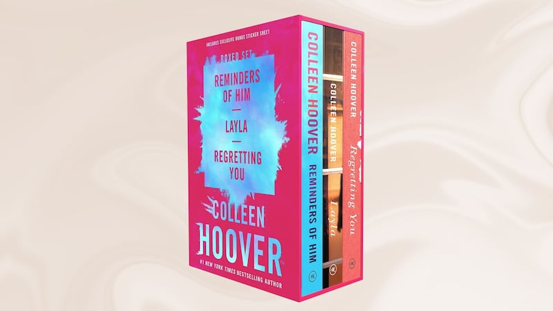The Colleen Hoover 3-Book Boxed Set on a swirly background.
